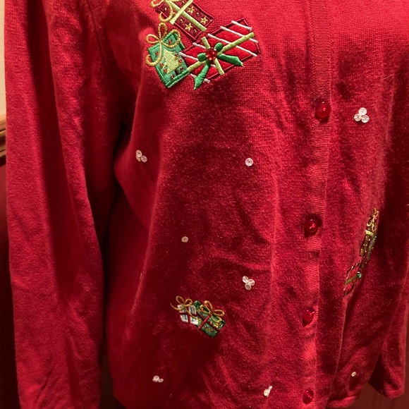 Red Holiday Cardigan - Picture 2 of 3